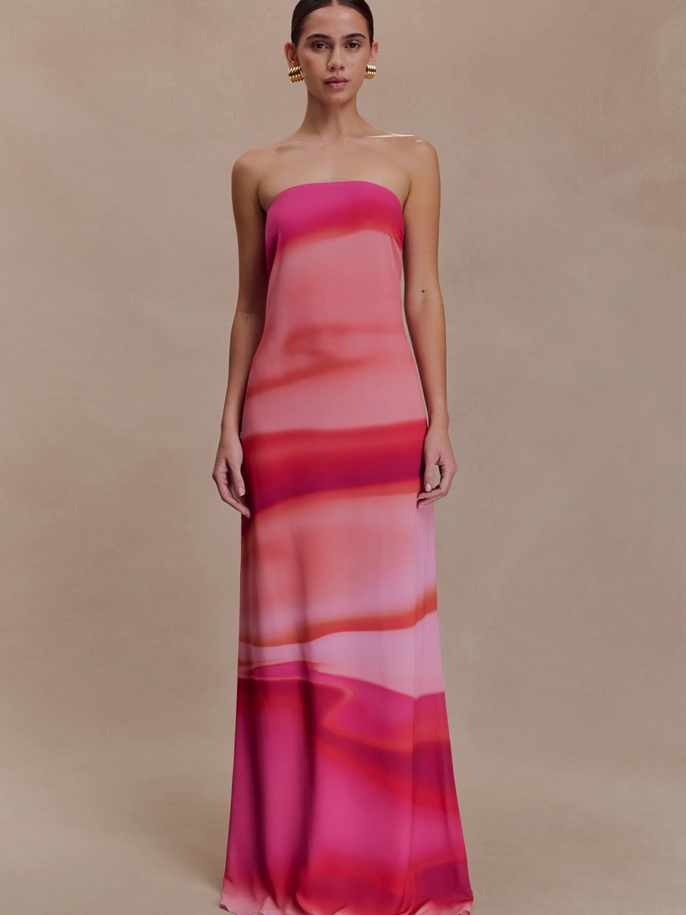 Meshki Strapless Pink Sunset Amaya Maxi Gown